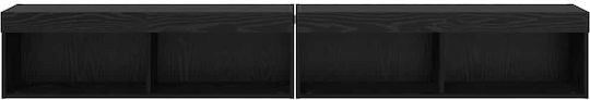 Living Room TV Unit with Lighting Black Beech L100xW30xH30cm