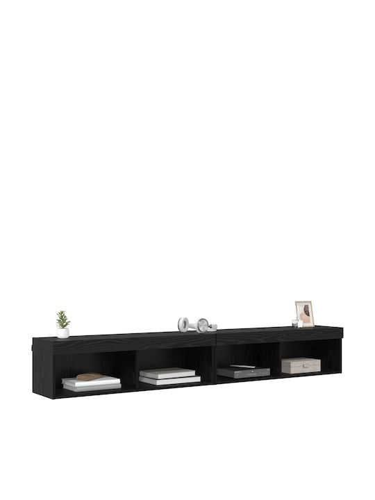 Living Room TV Unit with Lighting Black Beech L100xW30xH30cm