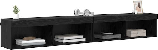 Living Room TV Unit with Lighting Black Beech L100xW30xH30cm