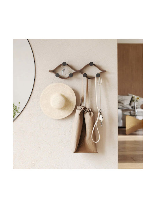 Umbra Wall Hanger Wooden 6 Hooks Black 51x15x6cm