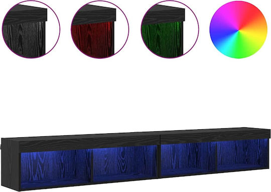 Living Room TV Unit with Lighting Black Beech L100xW30xH30cm