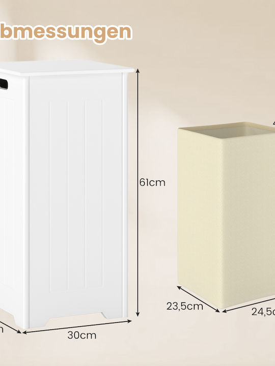 Costway Wäschekorb Hölzernes 34lt mit Deckel Weiß Costway Wäschekorb Hölzernes 34lt mit Deckel Weiß