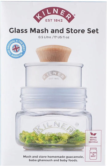 KIlner Σετ 5τμχ Βάζα Γενικής Χρήσης με Καπάκι Γυάλινο Γκρι 500ml