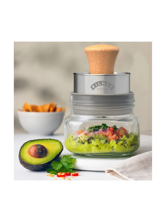 KIlner Set 5 Pieces General Use Glass Jars with Lid Grey 500ml