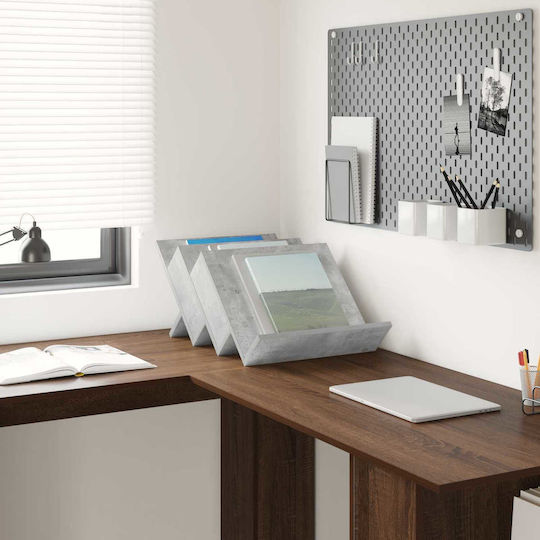 vidaXL Wooden Magazine Rack Gray 40x28.5x53cm