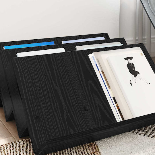 vidaXL Θήκη Περιοδικών Ξύλινη Μαύρη 53x28.5x65εκ.