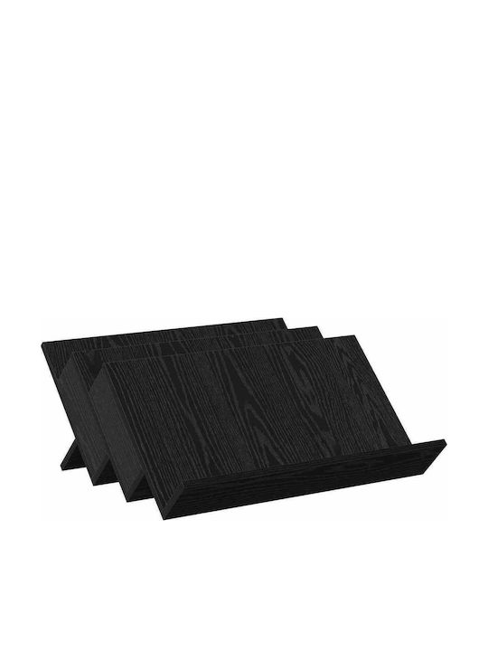 vidaXL Wooden Magazine Rack Black 53x28.5x65cm
