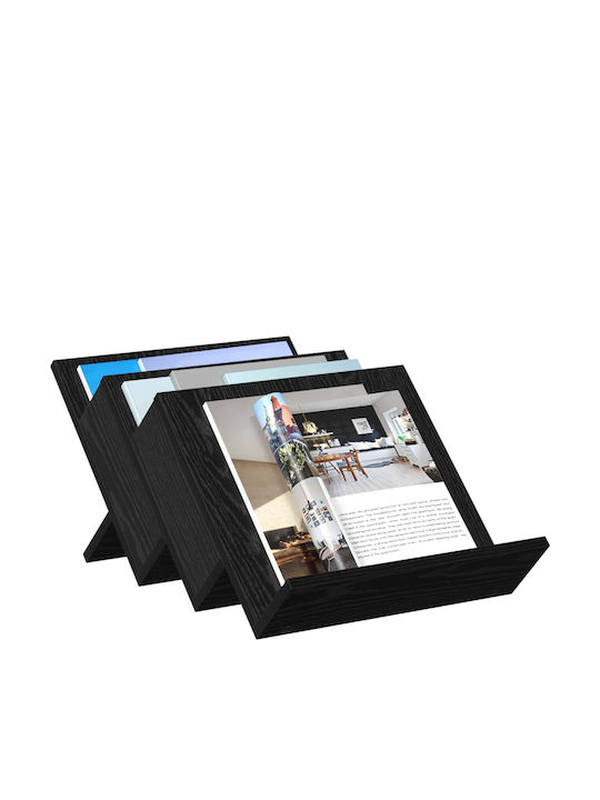 vidaXL Wooden Magazine Rack Black 40x28.5x53cm