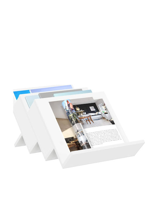 vidaXL Wooden Magazine Rack White 40x28.5x53cm