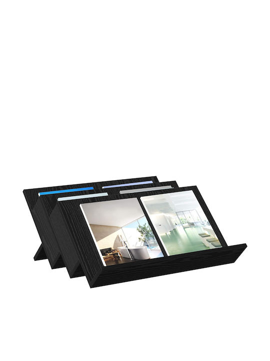 vidaXL Wooden Magazine Rack Black 53x28.5x65cm
