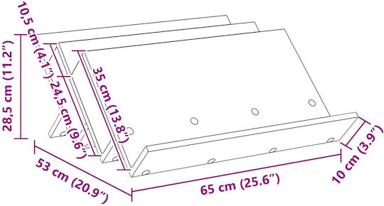 vidaXL Стойка за списания Дърво Сив 53x28.5x65бр 1бр