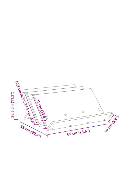 vidaXL Стойка за списания Дърво Кафяв 53x28.5x65бр 1бр