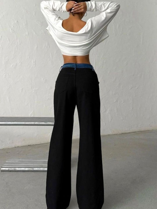 Hoch tailliert Damenjeans in Boyfriend-Passform Black