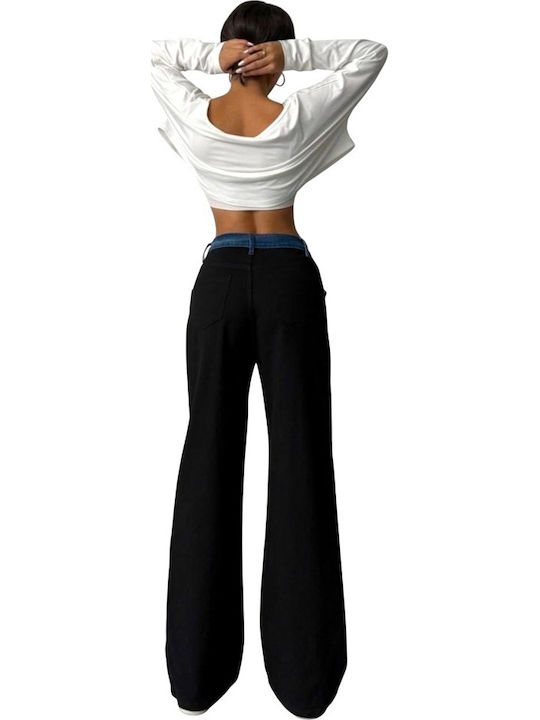 Hoch tailliert Damenjeans in Boyfriend-Passform Black