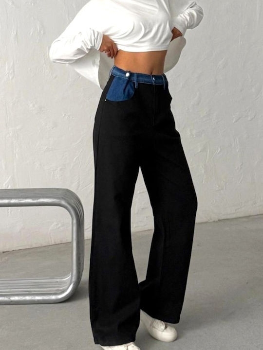 Hoch tailliert Damenjeans in Boyfriend-Passform Black