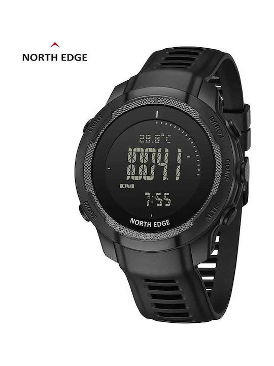 North Edge Ceas Digital Bărbătesc 23mm cu Baterie cu Curea din Cauciuc Negru