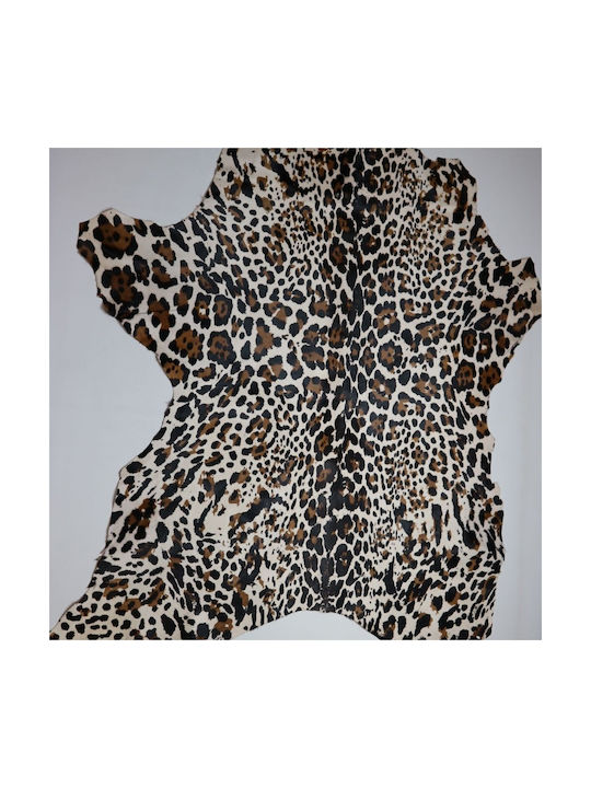 Rug Rectangular Leather White Leopard