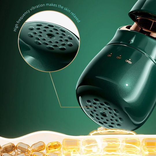 Dispozitiv Masaj Facial 3 În 1 Zola 10.000 Vibrații Minut 3 Capete Interșchimbabile Cu Baterii 13 × 5 × 4 Cm Verde Auriu