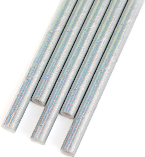 Paper Straws Iridescent 197 x 6 mm 25 Pieces Pack