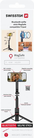 Swissten 2-in-1 Magsafe Selfie Stick Iphone Tripod Remote Control Black Red