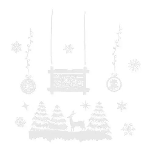 Set Christmas Stickers Zola Window Trees Baubles Reindeer Snowman Residue-Free Removal White