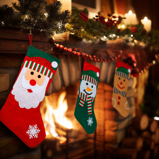 Christmas Decorative Fabric Socks with Santa Claus / Reindeer L42xW24.5cm (Μiscellaneous Designs)