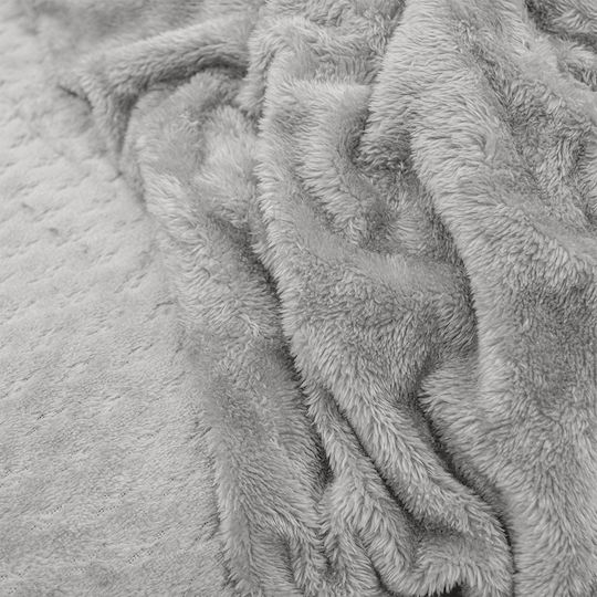 Lino Home Κουβέρτα Sherpa Μονή 160x220εκ. Ασημί