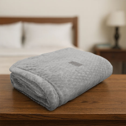 Lino Home Κουβέρτα Sherpa Υπέρδιπλη 220x240εκ. Ασημί