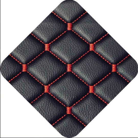 Auto Gs Car Seat Covers Front Half Covers Leatherette Black with Red Stitching Set of 4