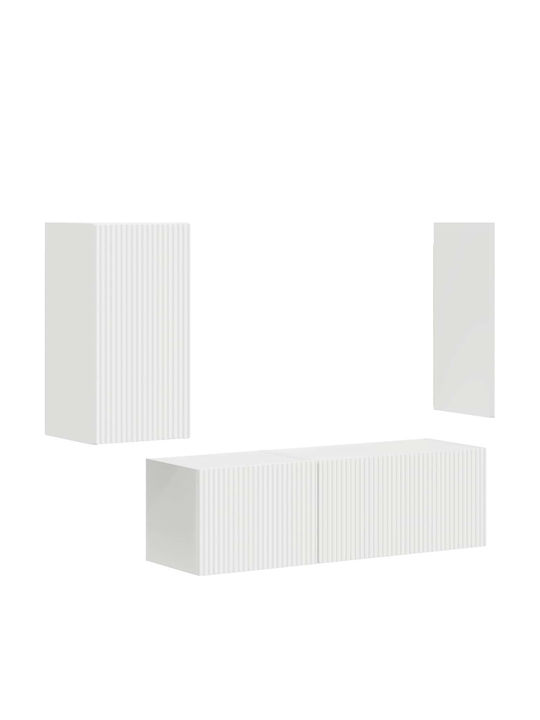 Living Room TV Unit with Showcase & Lighting White L60xW31xH29.5cm