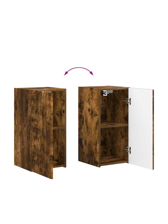 Living Room TV Unit with Lighting Smoked Oak L30xW31xH60cm