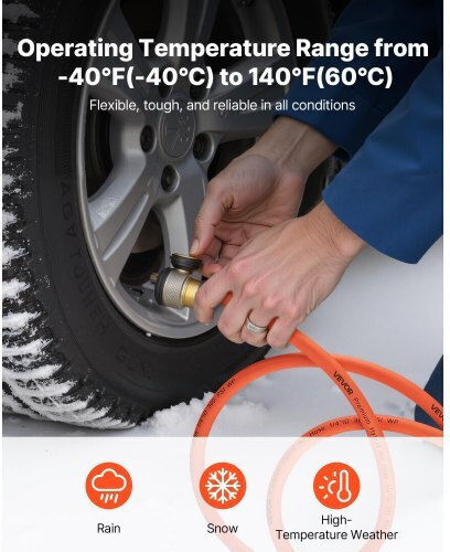 Vevor Flexible Air Hose 9.53 X 76200mm Hybrid Kink Resistant 300 Psi Orange Kqrg1ptkqrgryh0us001v0