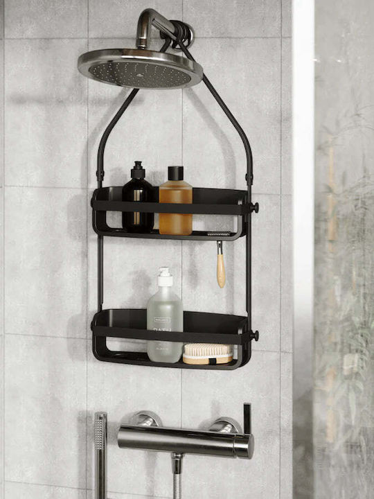 Umbra Flex Επιτοίχια Ραφιέρα Μπάνιου Πλαστική 33x10x66cm Μαύρη