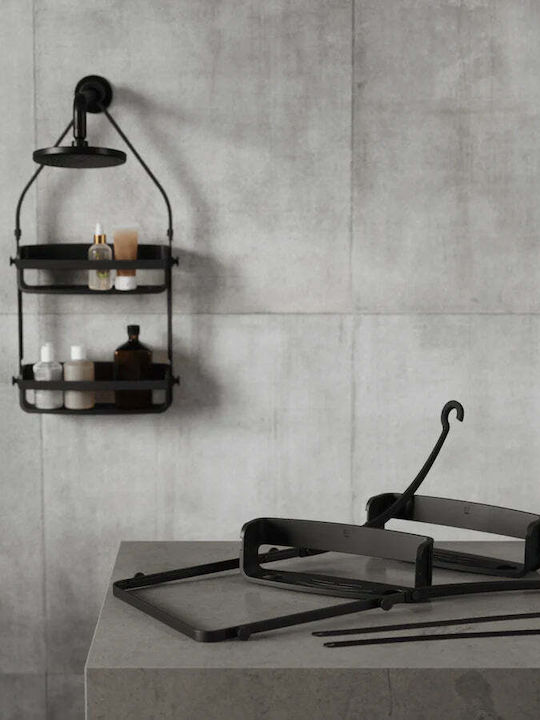 Umbra Flex Επιτοίχια Ραφιέρα Μπάνιου Πλαστική 33x10x66cm Μαύρη