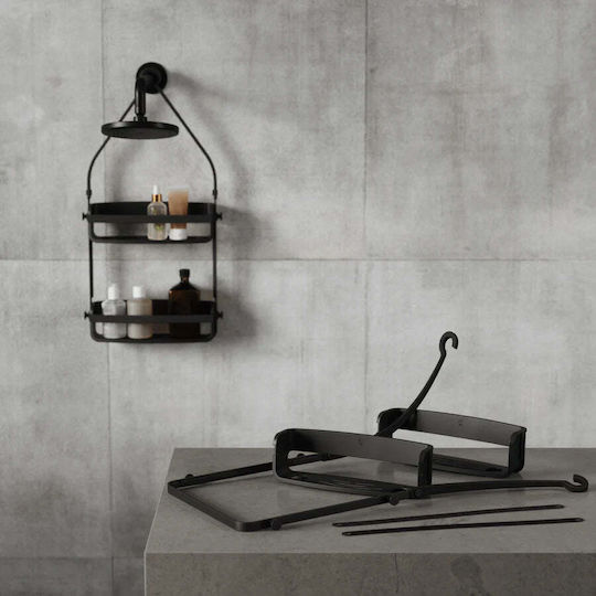 Umbra Flex Επιτοίχια Ραφιέρα Μπάνιου Πλαστική 33x10x66cm Μαύρη
