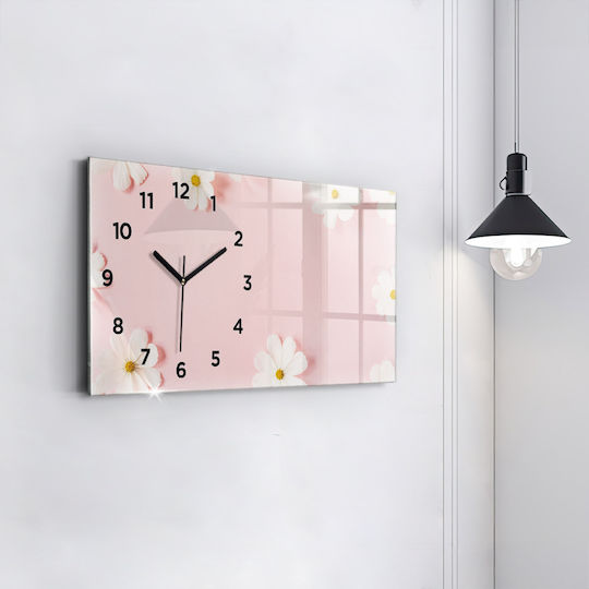 Tulup Ρολόι Τοίχου Γυάλινο Ροζ 60x30cm