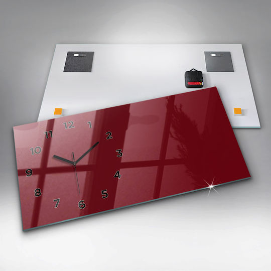 Tulup Ρολόι Τοίχου Γυάλινο Κόκκινο 60x30cm