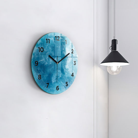 Tulup Silent Wall Clock Glass Blue Ø30cm