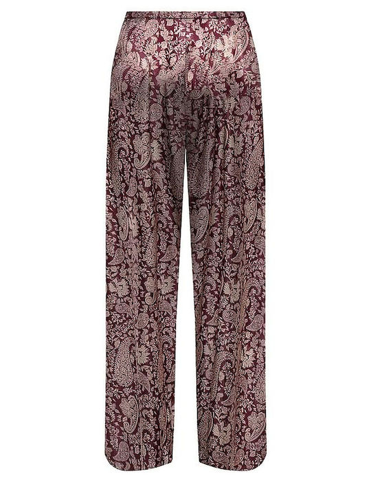 Damen Stoff Hose mit Gummizug Bordeaux
