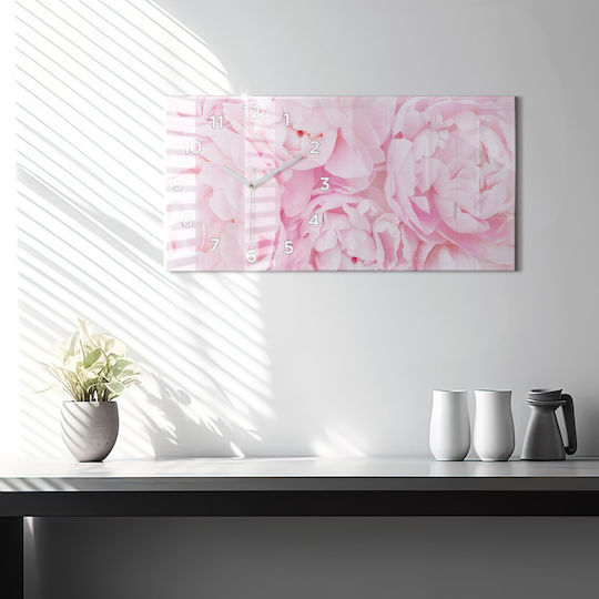 Tulup Αθόρυβο Ρολόι Τοίχου Γυάλινο Ροζ 60x30cm
