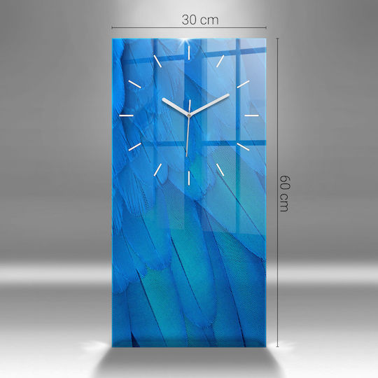 Tulup Leise Wanduhr Glas Blau 30x60cm