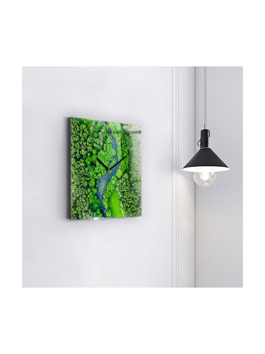 Tulup Silent Wall Clock Glass Green 30x30cm