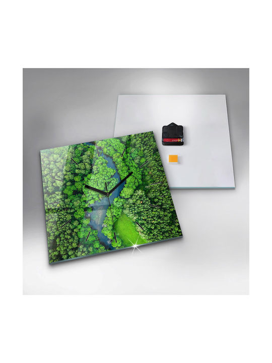 Tulup Silent Wall Clock Glass Green 30x30cm
