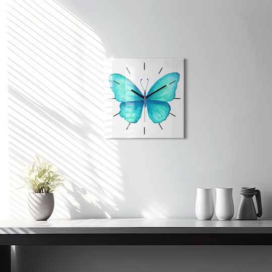 Tulup Тих режим Стенен часовник Стъкло Тюркоазен 30x30см