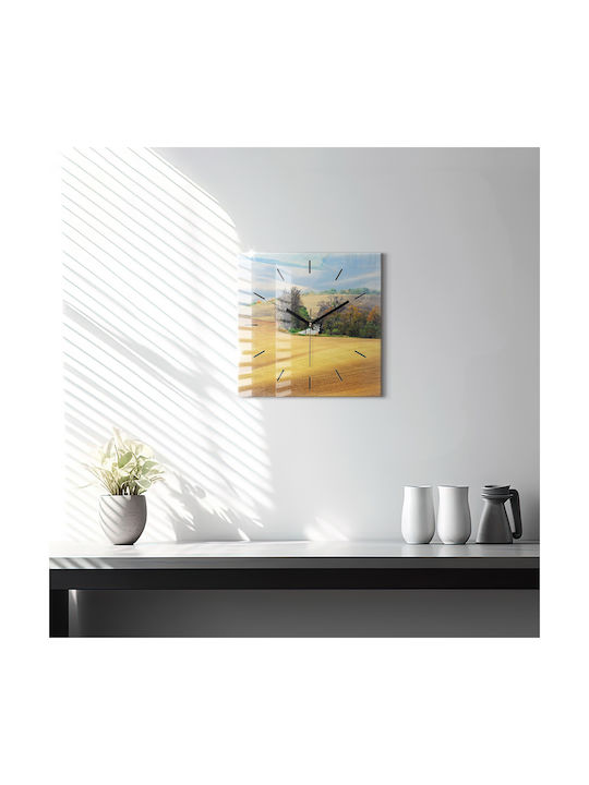 Tulup Αθόρυβο Ρολόι Τοίχου Γυάλινο Κίτρινο 30x30cm