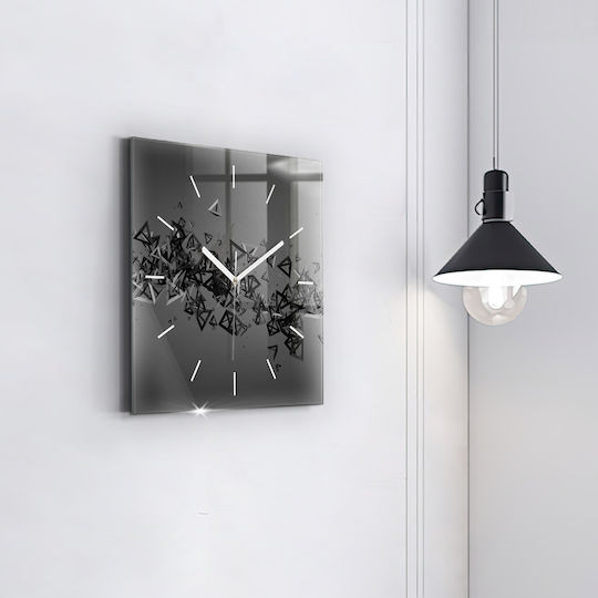 Tulup Silent Wall Clock Glass Black 30x30cm