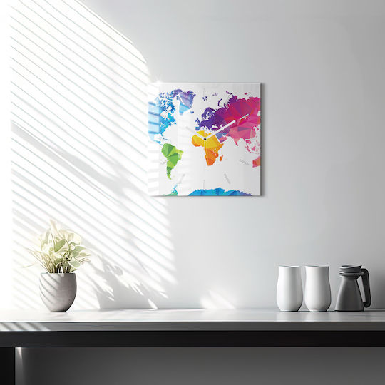 Tulup Silent Ceas de Perete Sticlă Multicolor 30x30cm
