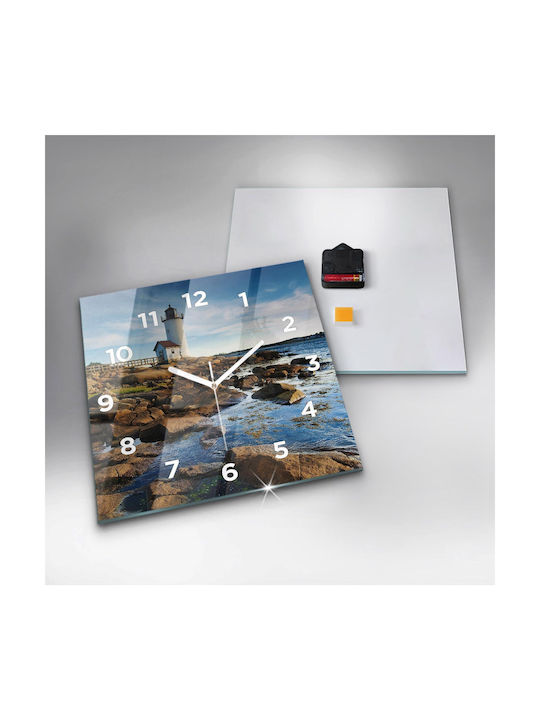 Tulup Αθόρυβο Ρολόι Τοίχου Γυάλινο Καφέ 30x30cm