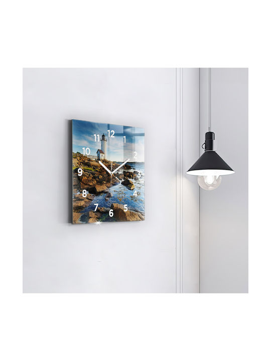 Tulup Αθόρυβο Ρολόι Τοίχου Γυάλινο Καφέ 30x30cm