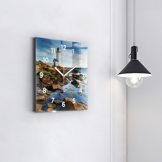 Tulup Αθόρυβο Ρολόι Τοίχου Γυάλινο Καφέ 30x30cm